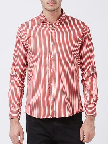 red cotton blend casual shirt - 15418327 - Very Small Image - 1