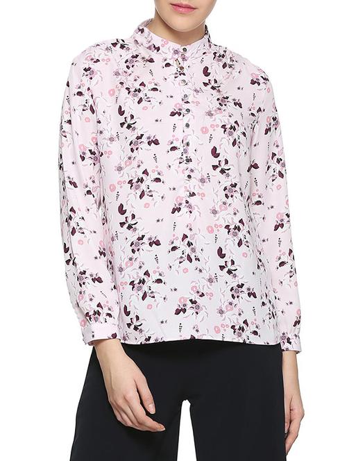 mandarin neck floral top - 15418384 - Standard Image - 1