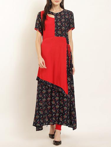 Layered printed kurta - 15418396 - Very Small Image - 1