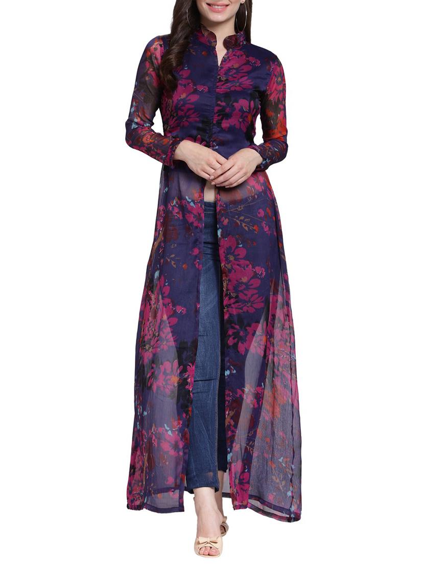 front slit floral tunic - 15418483 - Zoom Image - 1