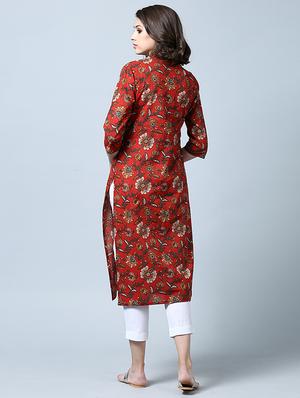 straight printed kurta - 15418892 - Standard Image - 3