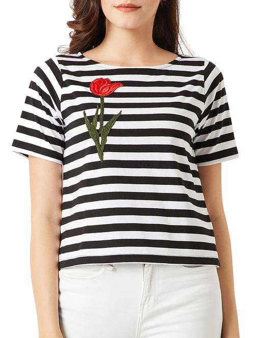 rose patch striped boxy top - 15419066 - Standard Image - 1