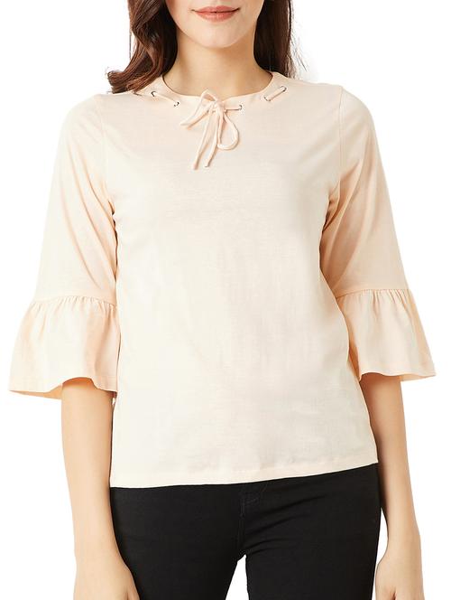 eyelet tie-up flared sleeve top - 15419069 - Standard Image - 1