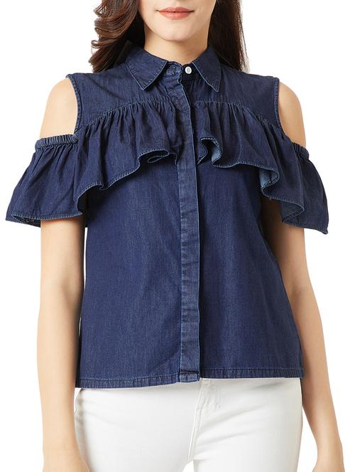 cold shoulder ruffled top - 15419072 - Standard Image - 1