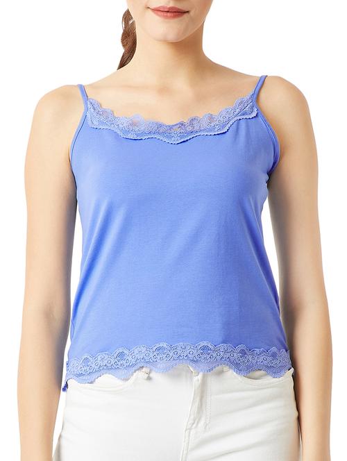 lace trim solid cami top - 15419075 - Very Small Image - 1