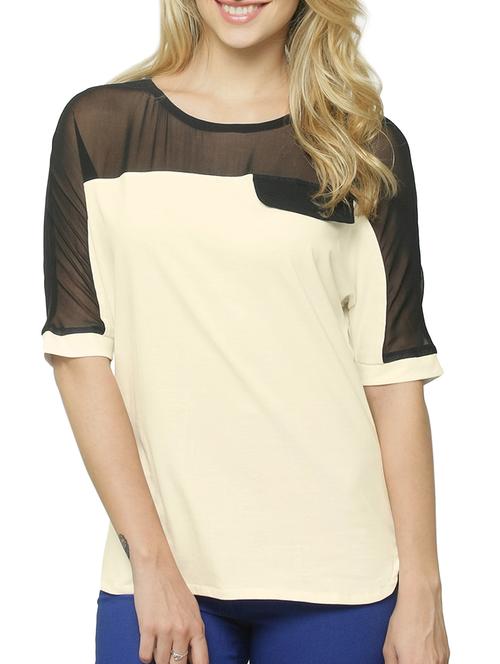 sheer panel high-low top - 15419080 - Standard Image - 1