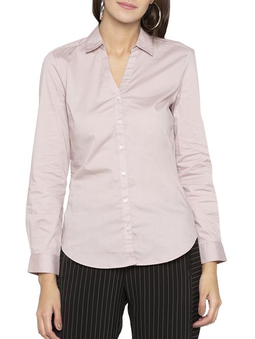 curved hem solid shirt - 15419161 - Very Small Image - 1
