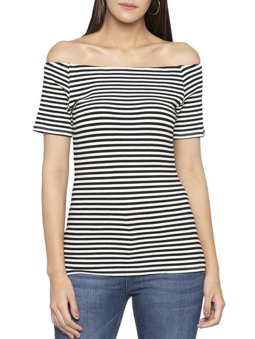 off shoulder striped top - 15419181 - Standard Image - 1