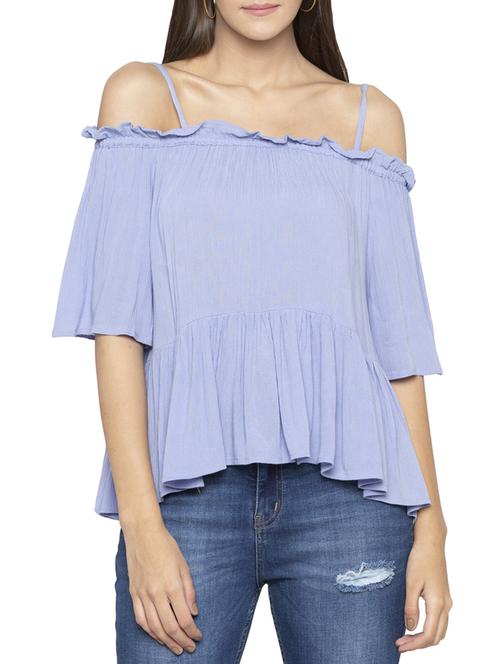 cold shoulder frilled flowy top - 15419188 - Standard Image - 1