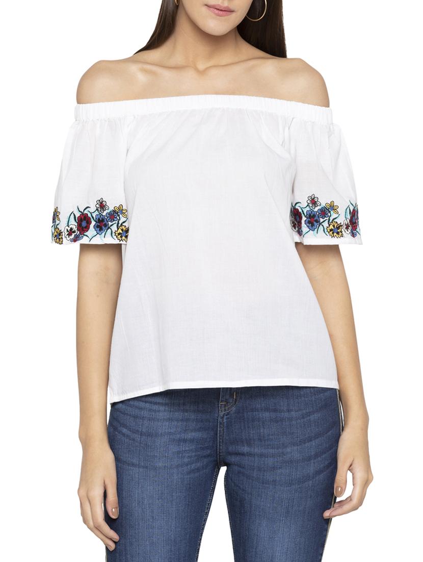 off shoulder embroidered top - 15419197 - Zoom Image - 1