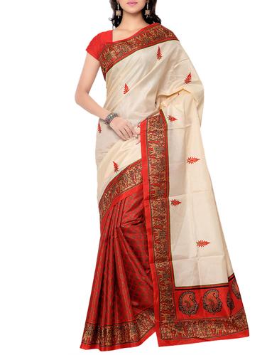 Dual tone bhagalpuri saree with blouse - 15419214 - Very Small Image - 1