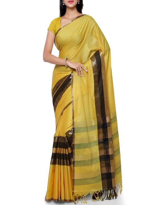 Striped handloom saree with blouse - 15419219 - Very Small Image - 1