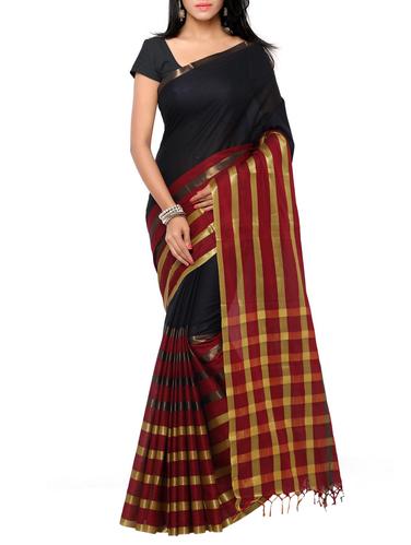 Stripes bordered handloom saree with blouse - 15419227 - Very Small Image - 1