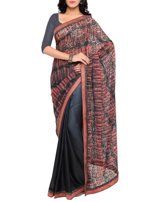 Shibori half and half saree with blouse - 15419236 - Very Small Image - 1