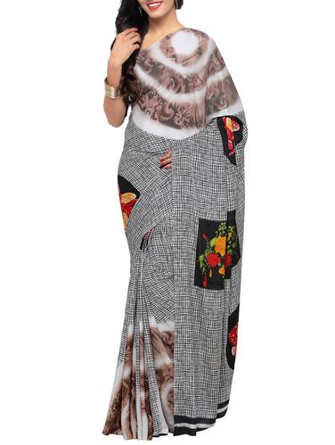 Geometrical printed saree with blouse - 15419240 - Very Small Image - 1
