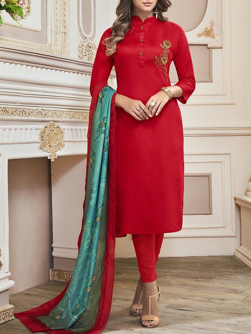 embroidered semi-stitched salwar suit - 15419409 - Very Small Image - 1
