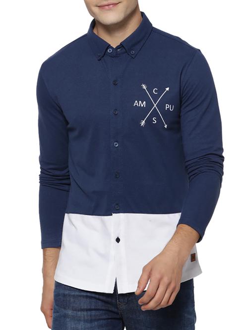 blue cotton casual shirt - 15419457 - Very Small Image - 1