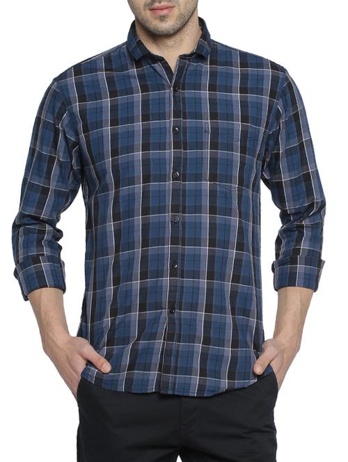 blue cotton casual shirt - 15419464 - Very Small Image - 1