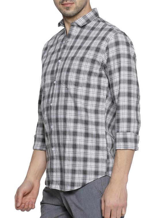 grey checkered casual shirt - 15419465 - Zoom Image - 2
