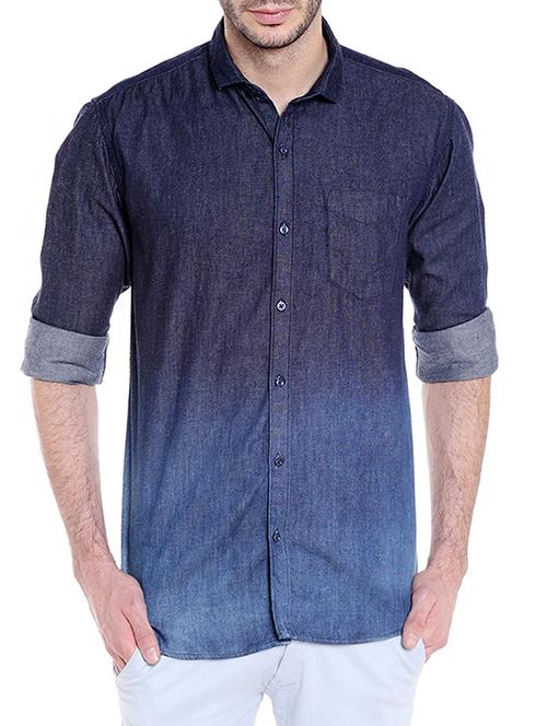 blue cotton casual shirt - 15419466 - Very Small Image - 1