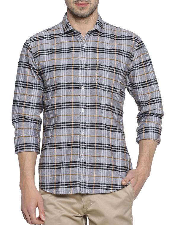 grey cotton casual shirt - 15419467 - Zoom Image - 1