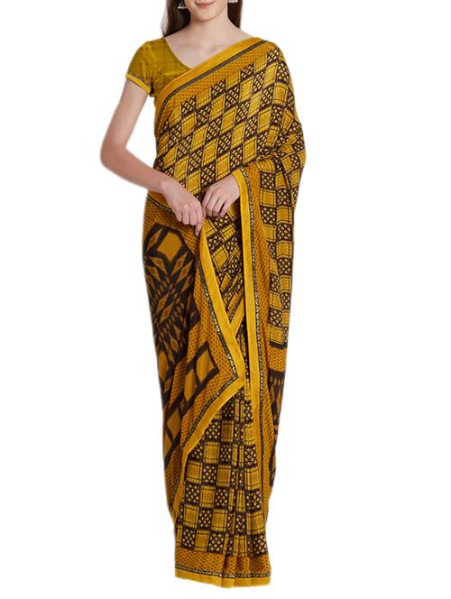 Geometrical printed saree with blouse - 15419472 - Standard Image - 1