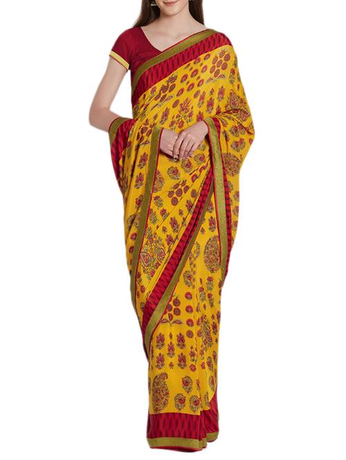 Ditsy floral printed saree with blouse - 15419477 - Standard Image - 1