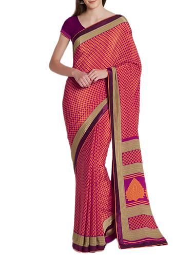 Geometrical printed saree with blouse - 15419478 - Very Small Image - 1