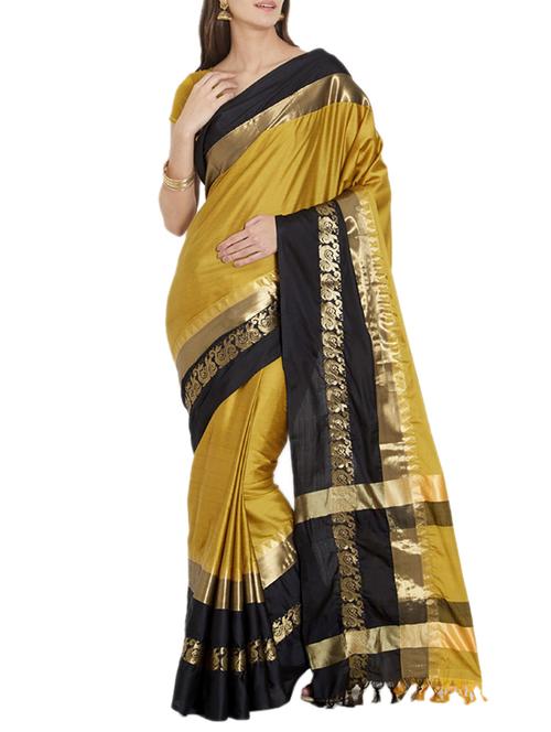 Contrast bordered handloom saree with blouse - 15419491 - Very Small Image - 1