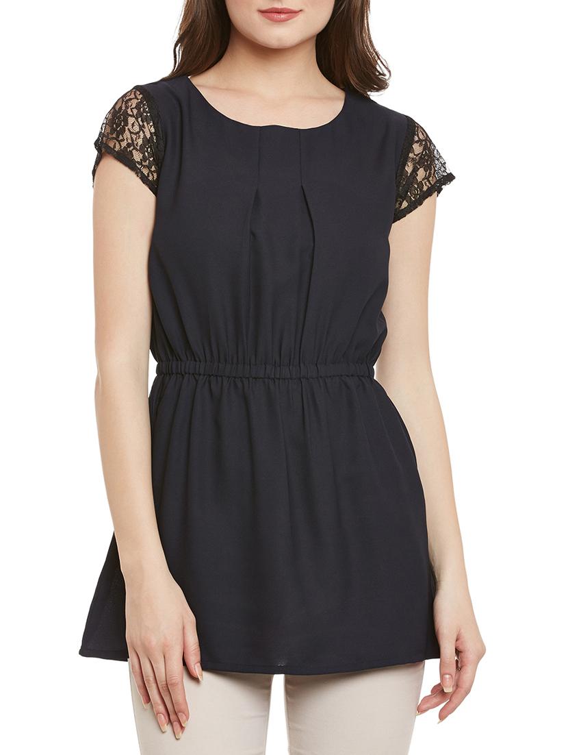 lace sleeved blouson tunic - 15419505 - Zoom Image - 1