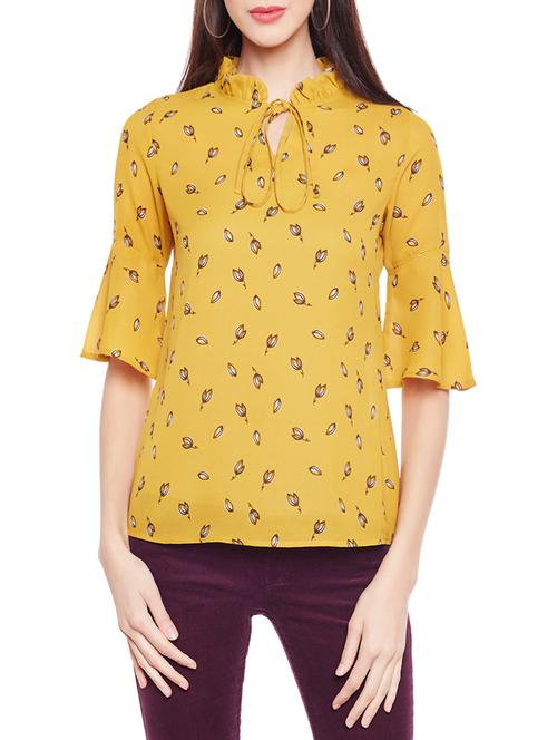 frill tie knot neck bell sleeved top - 15419507 - Standard Image - 1