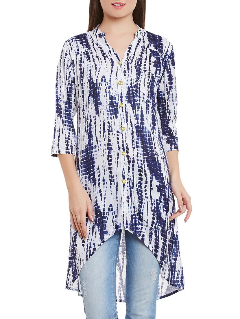 Tie and dye button down hi-lo tunic - 15419514 - Zoom Image - 1