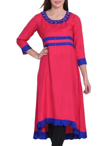 High low embroidered kurta - 15419790 - Very Small Image - 1
