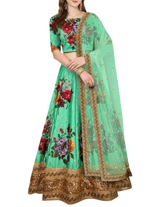 floral printed embellished lehanga - 15419878 - Standard Image - 1