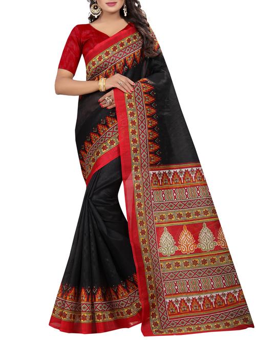 Contrast bordered bhagalpuri saree with blouse - 15419901 - Very Small Image - 1