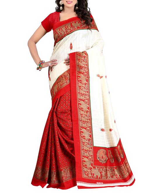 Half and half bhagalpuri saree with blouse - 15419916 - Standard Image - 1