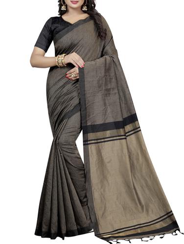 Contrast bordered saree with blouse - 15419921 - Very Small Image - 1
