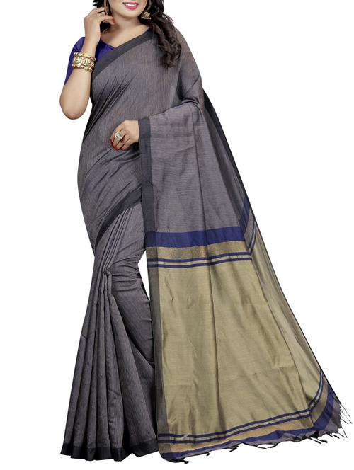 Contrast bordered saree with blouse - 15419922 - Very Small Image - 1