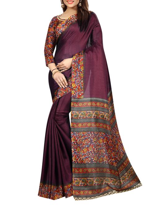 Multicolored pallu bordered saree with blouse - 15419926 - Standard Image - 1