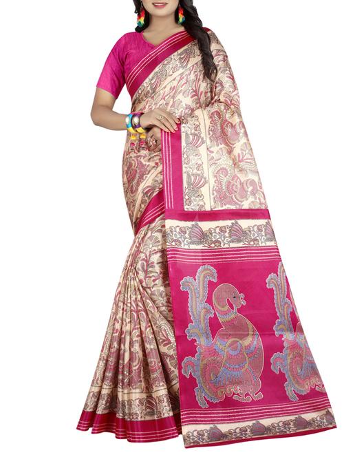 Conversational pallu printed saree with blouse - 15419928 - Very Small Image - 1