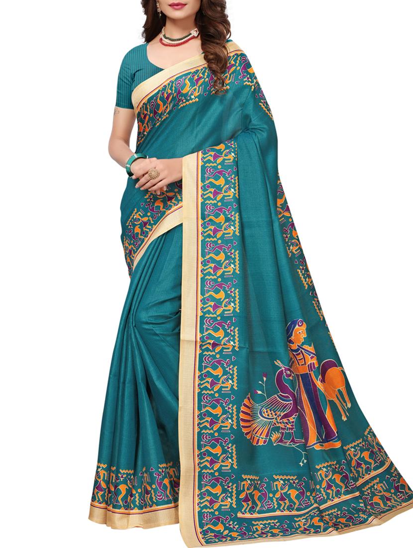 Conversational bordered saree with blouse - 15419929 - Zoom Image - 1