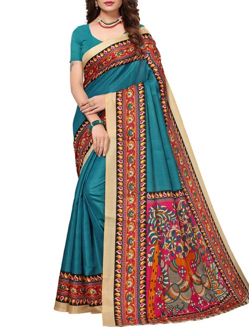 multicolored pallu bordered saree with blouse - 15419934 - Very Small Image - 1