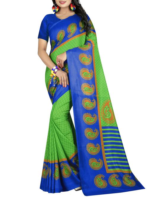 Paisley bordered geometrical saree with blouse - 15419936 - Standard Image - 1