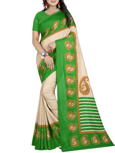 Paisley bordered geometrical saree with blouse - 15419937 - Very Small Image - 1