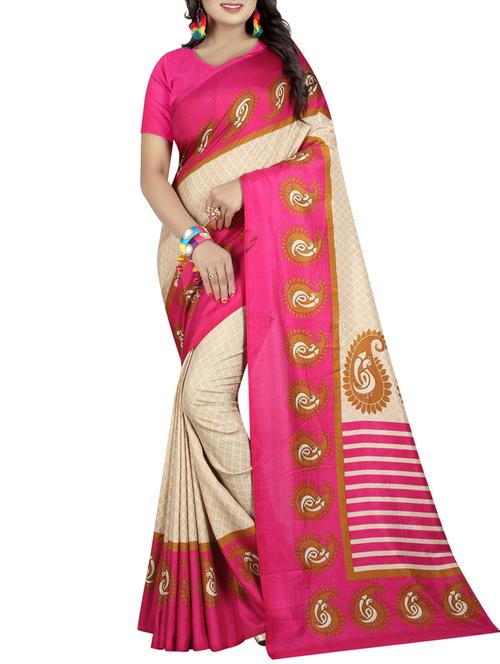 Paisley bordered geometrical saree with blouse - 15419939 - Standard Image - 1