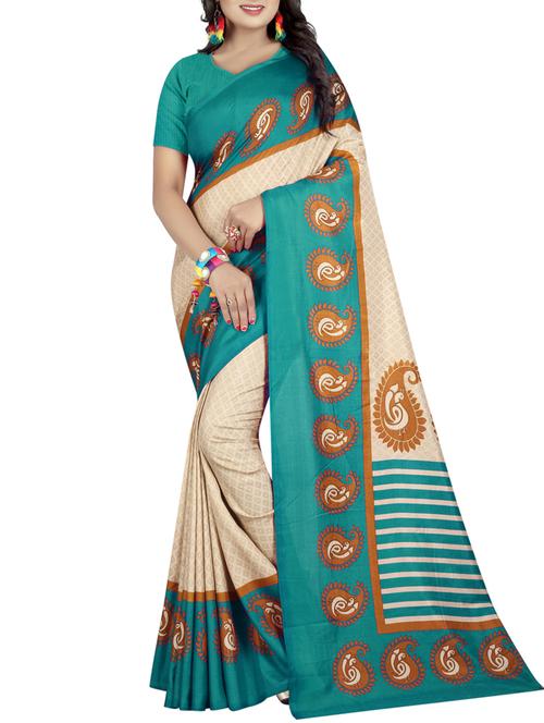 Paisley bordered geometrical saree with blouse - 15419940 - Very Small Image - 1