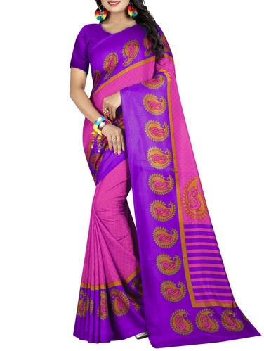 Paisley bordered geometrical saree with blouse - 15419941 - Very Small Image - 1