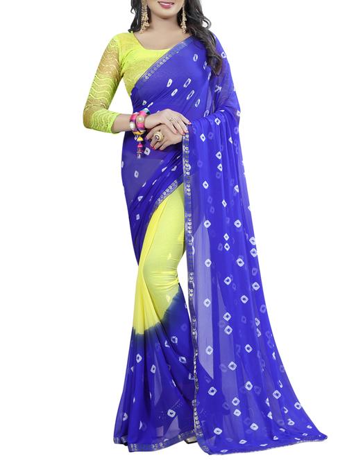 Dual tone bandhani saree with blouse - 15419948 - Standard Image - 1