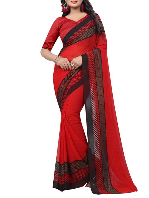 Geometrical printed saree with blouse - 15419959 - Standard Image - 1