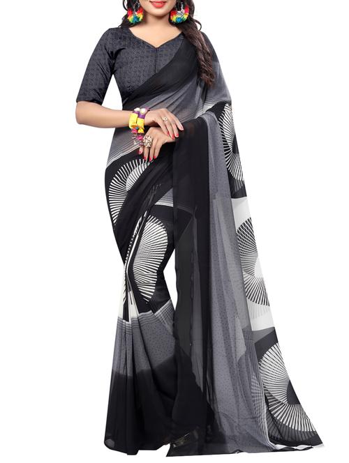 Geometrical printed saree with blouse - 15419961 - Standard Image - 1